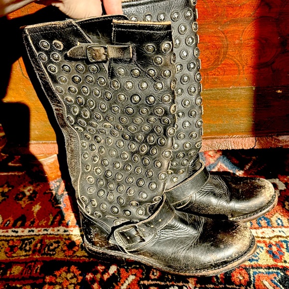 Frye Shoes - TALL Frye Studded Moto Boot
